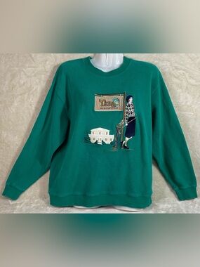 EP Pro Women's Vintage Golf Embroidered Crew Neck Sweater Size L Green